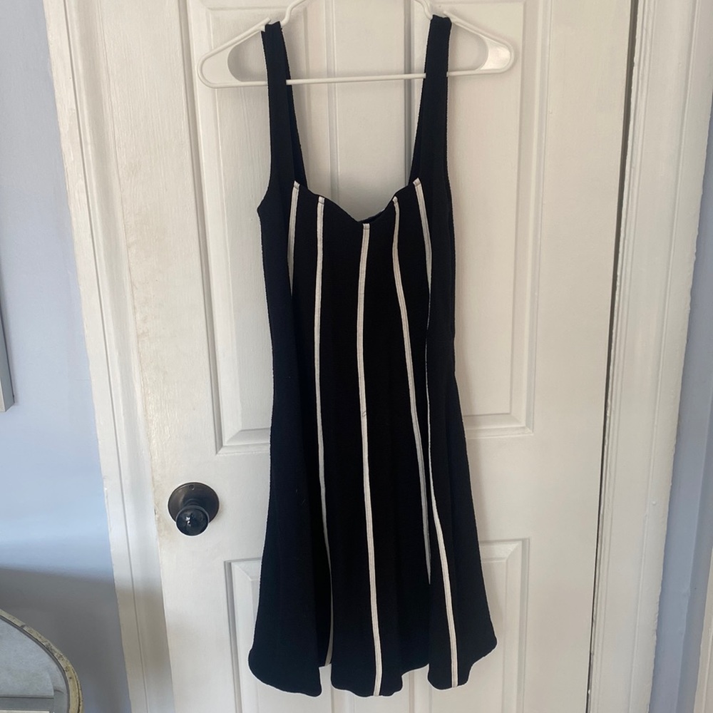 MAEVE from Anthropologie black dress with white stripes